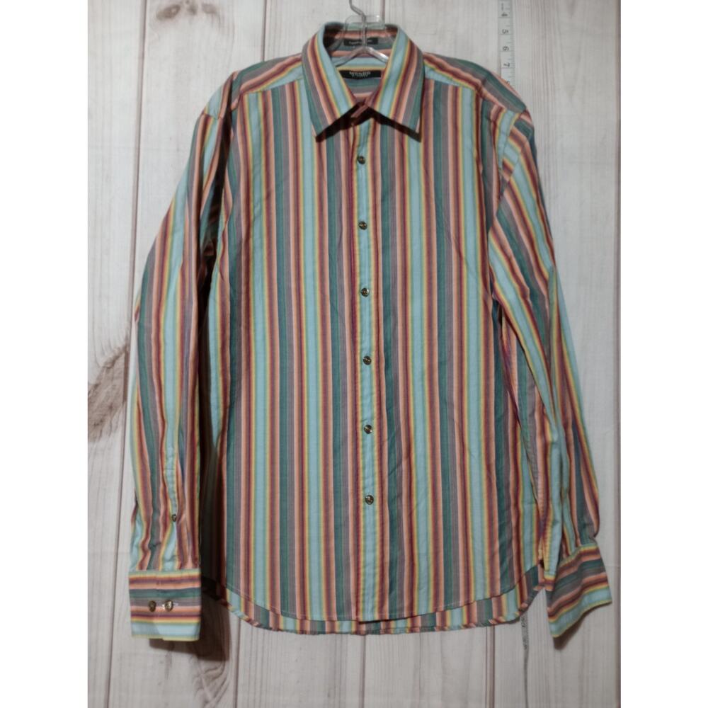 Mondo di Marco Shirt Mens XL Multicolor Striped Button Up‎ Long Sleeve Cotton